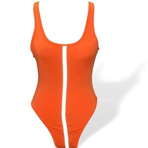Orange Reflective Stripe Snap On Stretch Bodysuit
